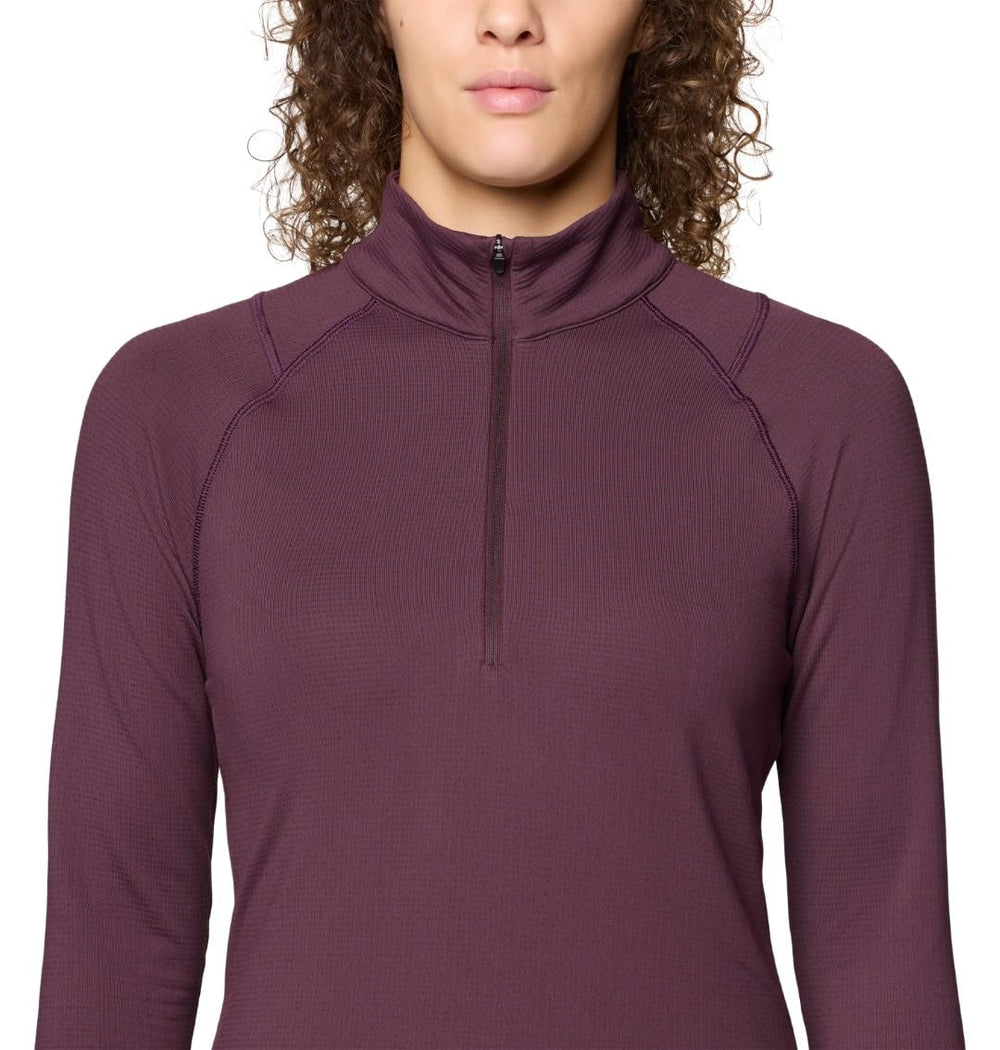 Mountain Hardwear Crater Lake Heavyweight Half Zip Blackberry thumbhole detail for secure layering.