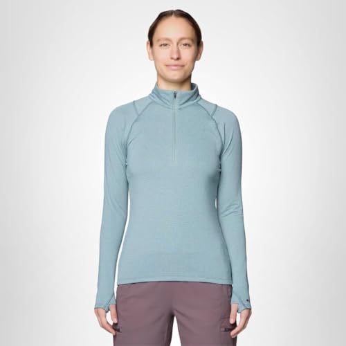 Mountain Hardwear Crater Lake heavyweight half-zip thumbhole closeup for secure fit