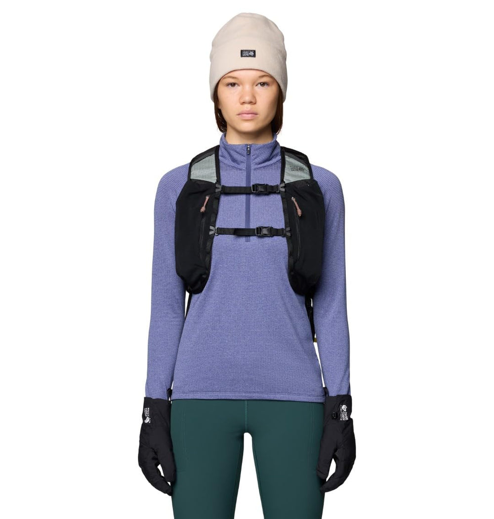Mountain Hardwear Crater Lake Heavyweight Half Zip thumbholes visible for secure fit.