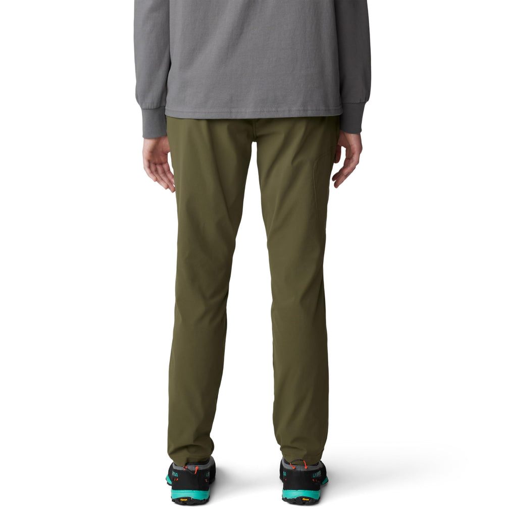 Mountain Hardwear Dynama Ankle Pant side view showing practical pocket access for daily errands