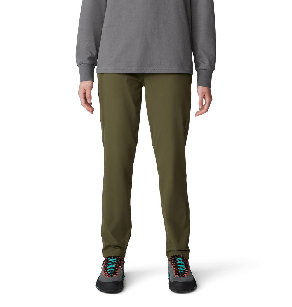Mountain Hardwear Dynama Ankle Pant front view showing flexible stretch for all-day comfort.