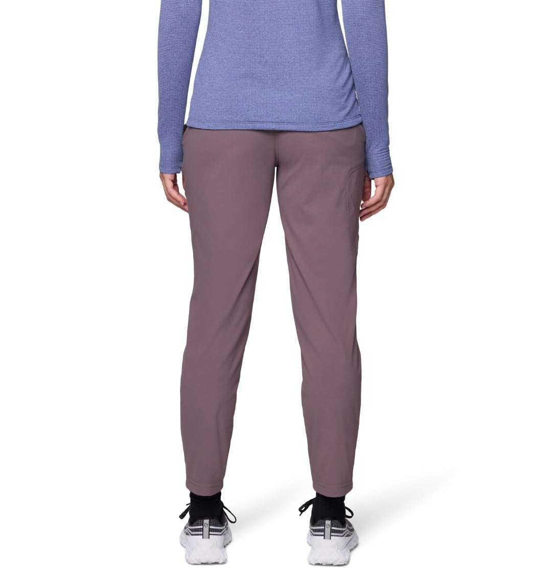 Mountain Hardwear Dynama Ankle Pant waistband closeup demonstrates comfortable, flattering fit.