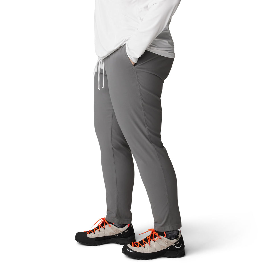 Mountain Hardwear Dynama Ankle Pant Sediment back view shows sleek office-to-outdoor profile.