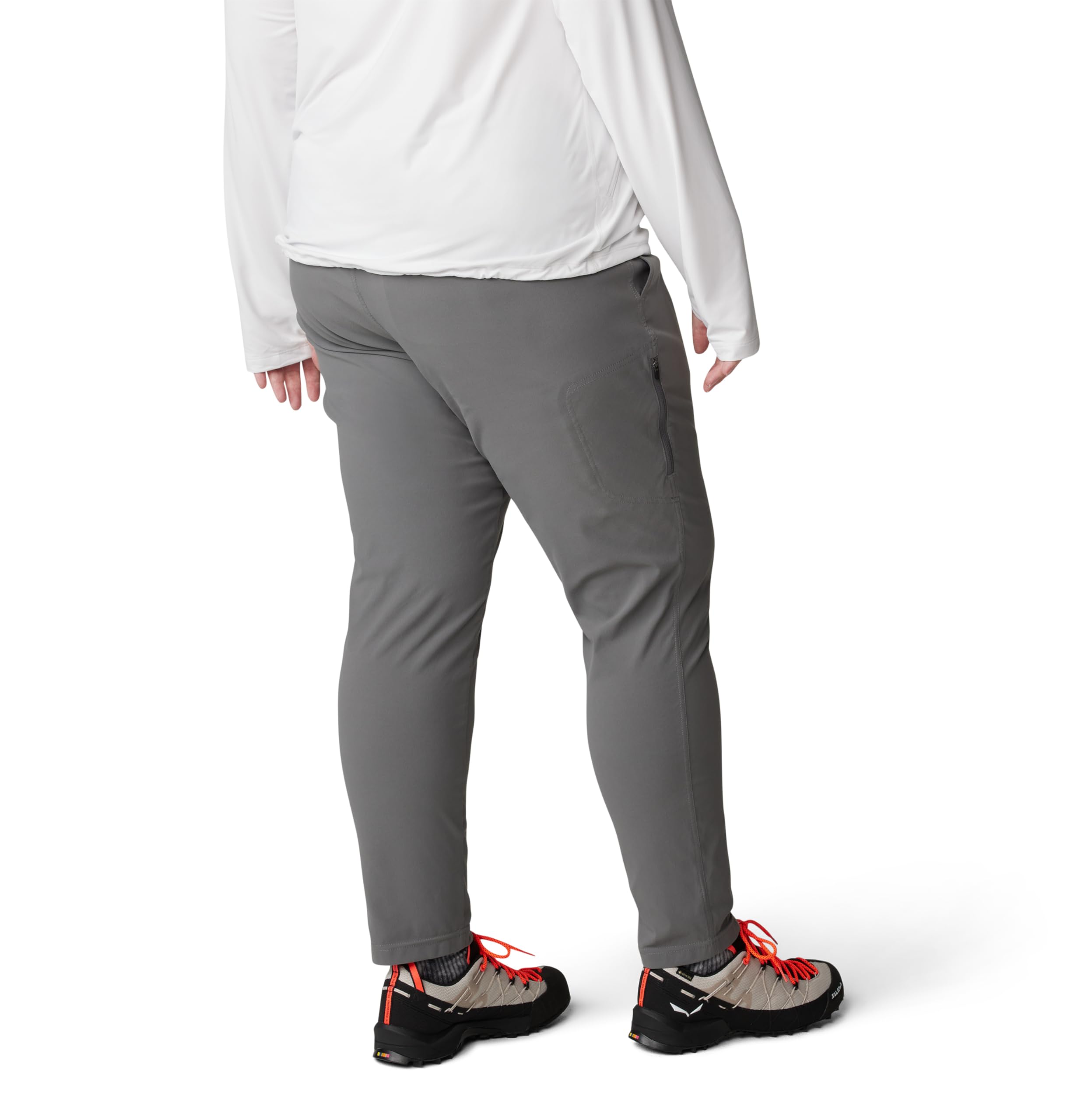 Mountain Hardwear Dynama Ankle Pant Sediment side view highlights stretch and mobility for all-day ease.