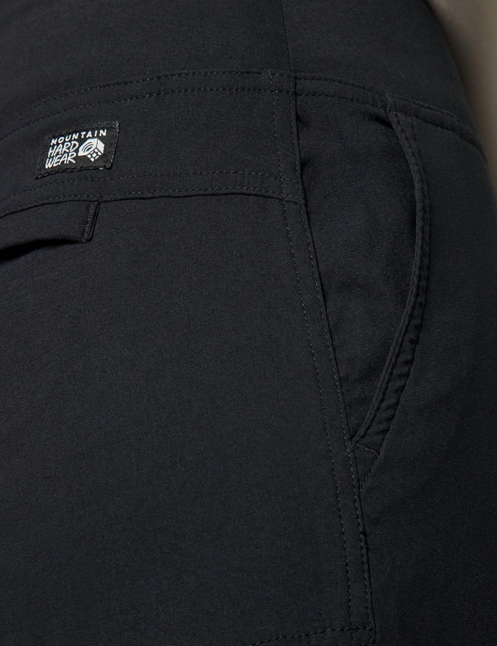Mountain Hardwear Dynama Capri fabric detail highlights UPF 50 and anti-odor tech.