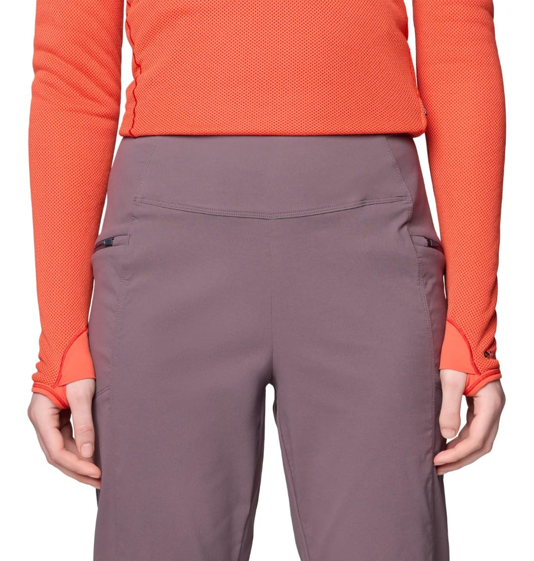 Mountain Hardwear Dynama pant fabric detail, anti-odor properties and UPF 50 protection.