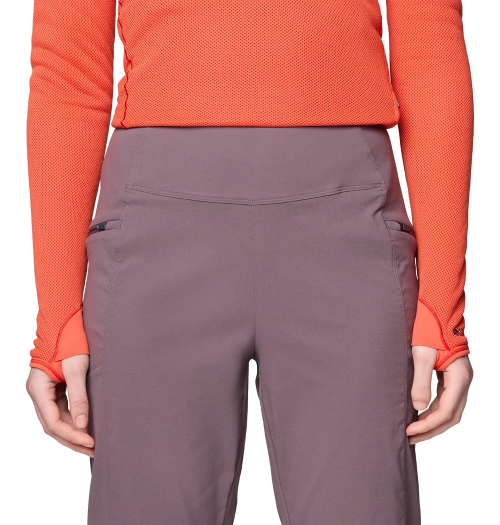 Mountain Hardwear Dynama pant fabric detail, anti-odor properties and UPF 50 protection.