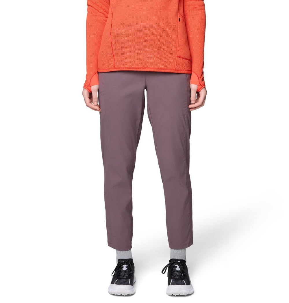 Mountain Hardwear Dynama high-rise ankle pant main shot, flattering fit and stretch in Purple Sage.