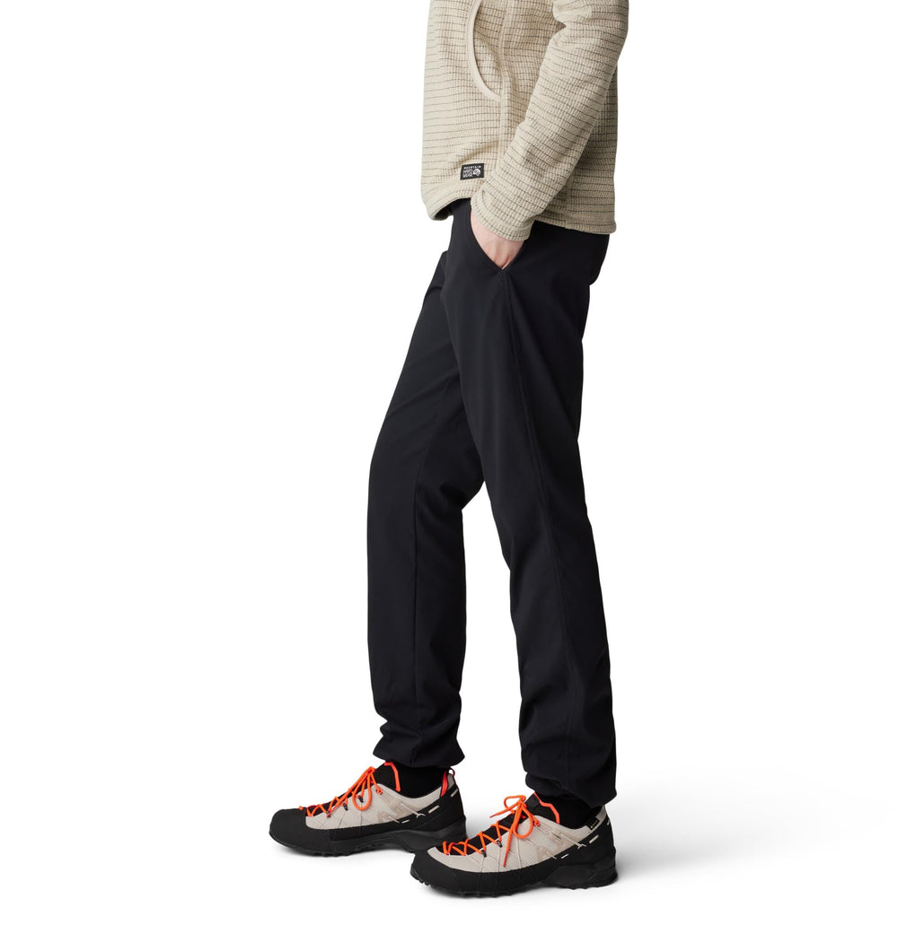 Mountain Hardwear Dynama Pant black back view, low-profile waistband for layering.