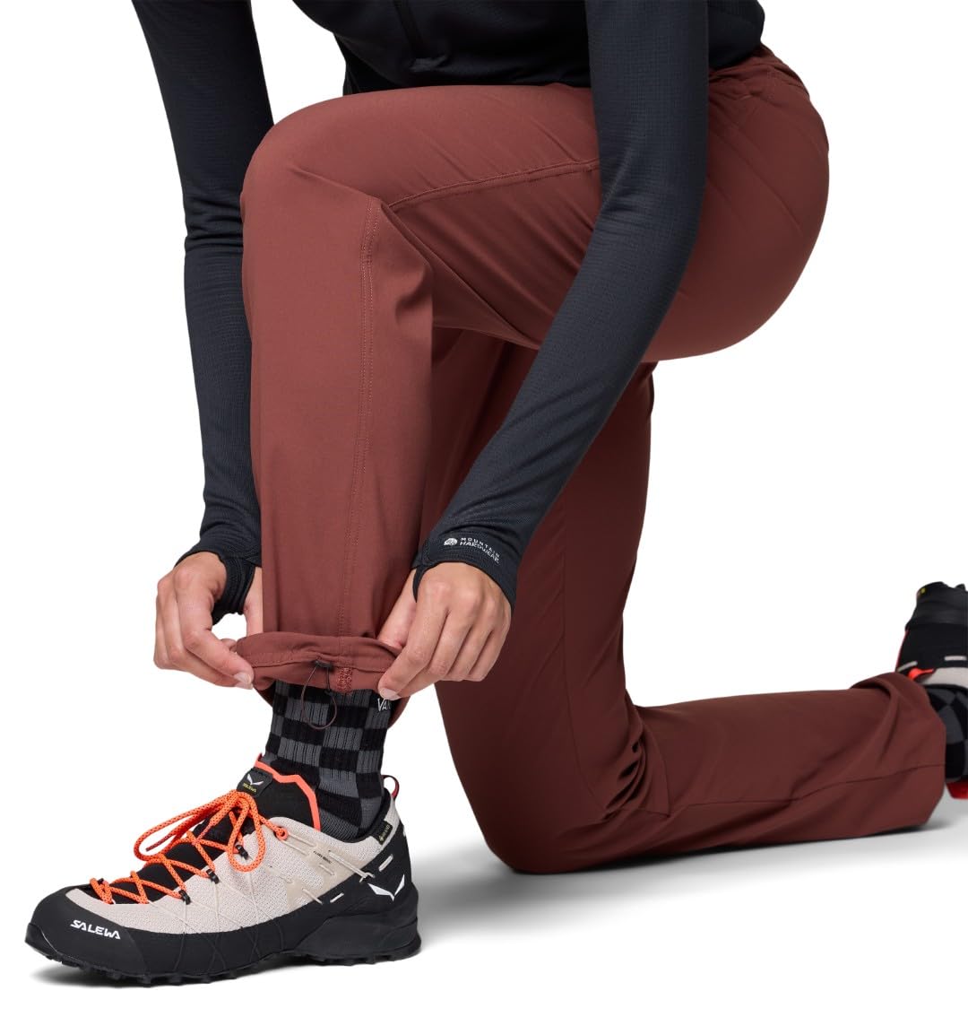 Mountain Hardwear Dynama Pant with DWR finish helps shed light rain and damp weather.