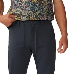 Mountain Hardwear Men's Explore Pant waistband closeup shows adjustable fit with drawcord