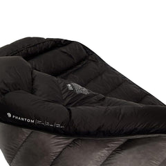 Mountain Hardwear Phantom 0° sleeping bag draft collar seals warmth and blocks drafts.