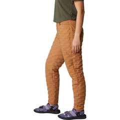 Mountain Hardwear StretchDown Light Pant copper clay folded view shows packable convenience