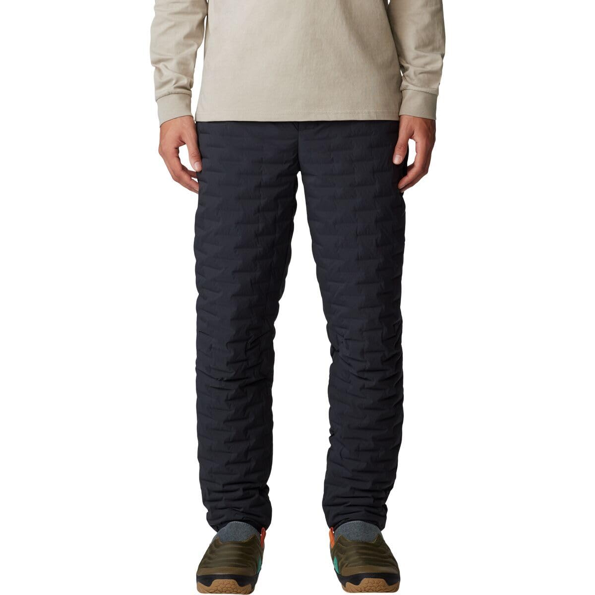 Mountain Hardwear StretchDown Light Pant front view shows low-profile baffles for easy layering.