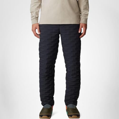 Mountain Hardwear StretchDown Light Pant in-use on trail illustrates versatile layering.
