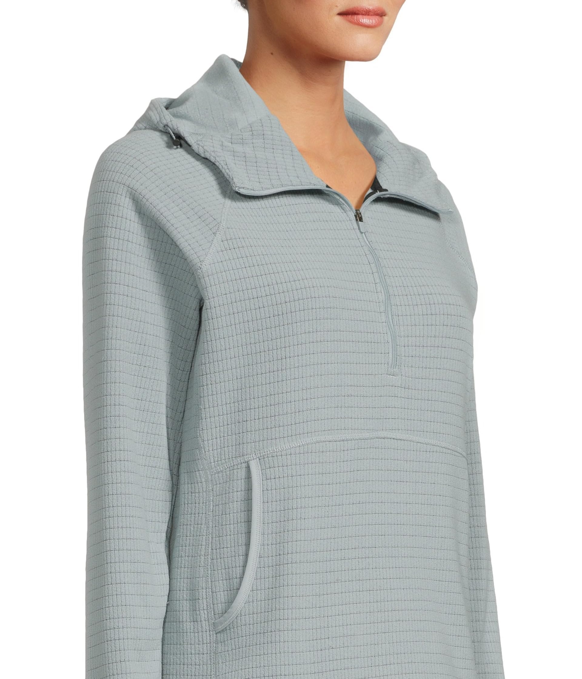 Mountain HardWear Summit Grid Half Zip Hoody Ice Shadow kangaroo pocket keeps essentials close