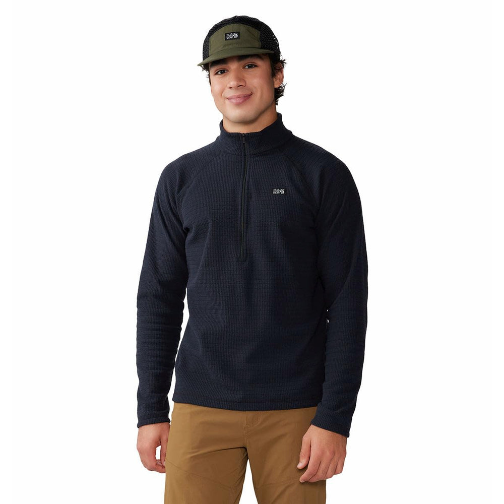 Mountain Hardwear Summit Grid half-zip mock neck for lightweight warmth on cool mornings.