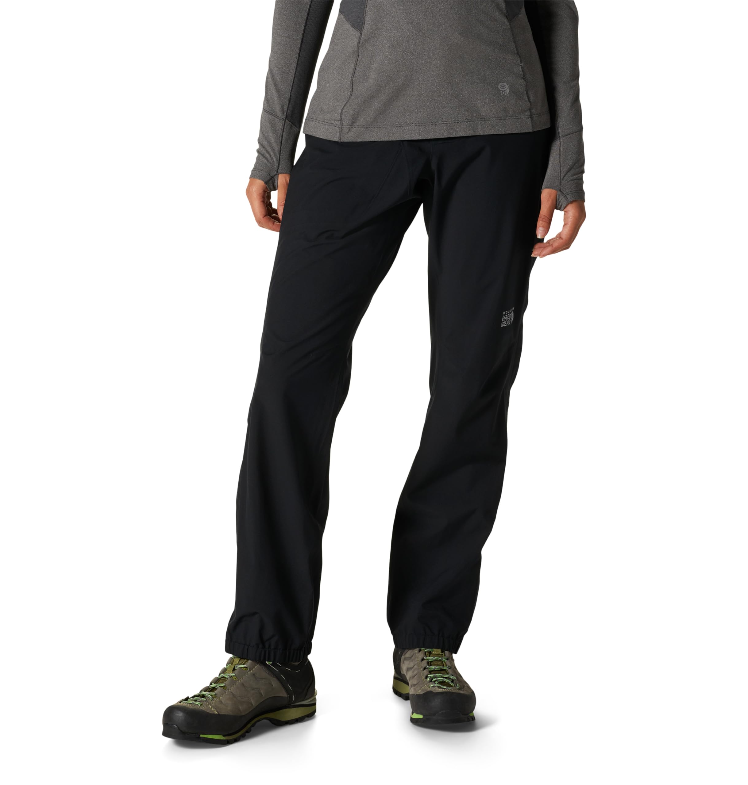 Mountain Hardwear Women's Stretch Ozonic Pant front view showing flexible waterproof protection
