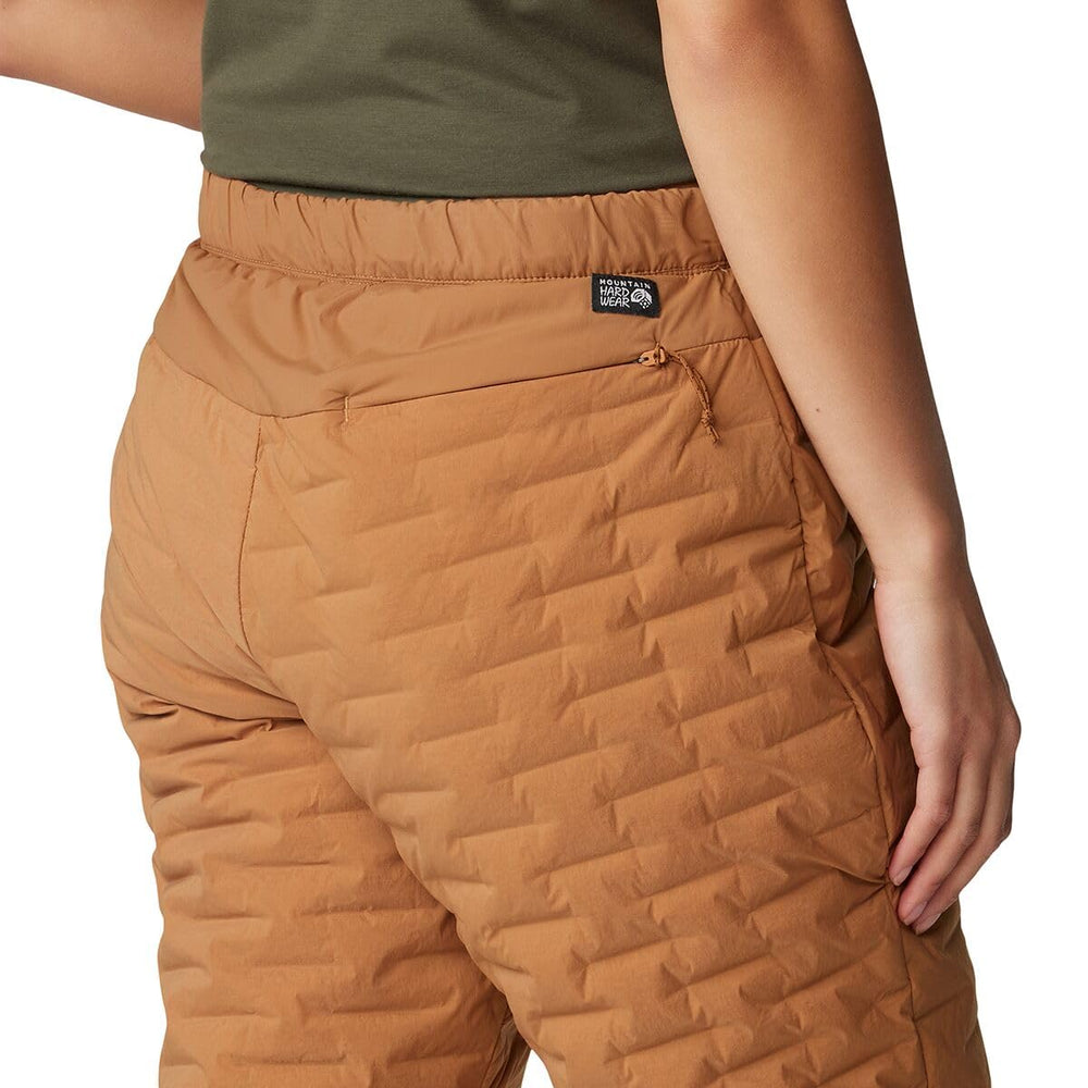 Mountain Hardwear Women's Stretchdown Light Pant copper clay fly-closure close-up