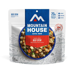 Mountain House Beef Stew ready-to-eat pouch for on-the-go nourishment