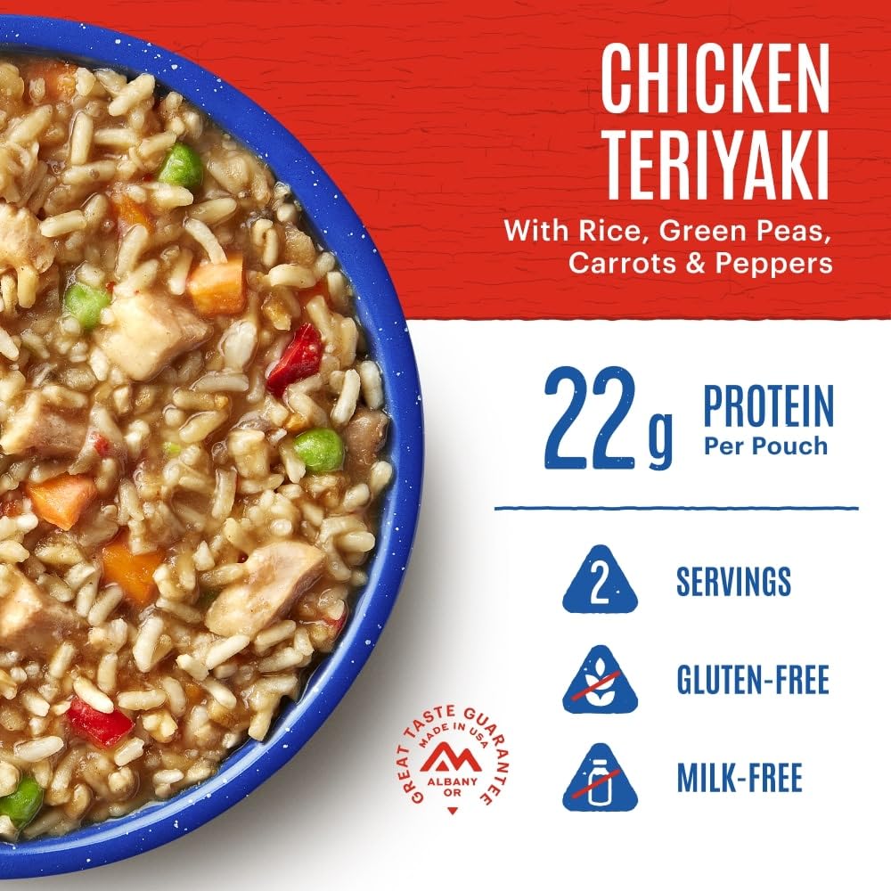 Mountain House Chicken Teriyaki with rice and veggies ingredients.
