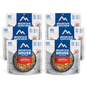 Mountain House Chicken Teriyaki packaging close-up for trail-ready meals.
