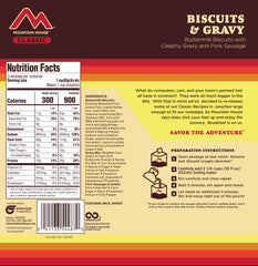 Mountain House Biscuits & Gravy ingredients label for quick review
