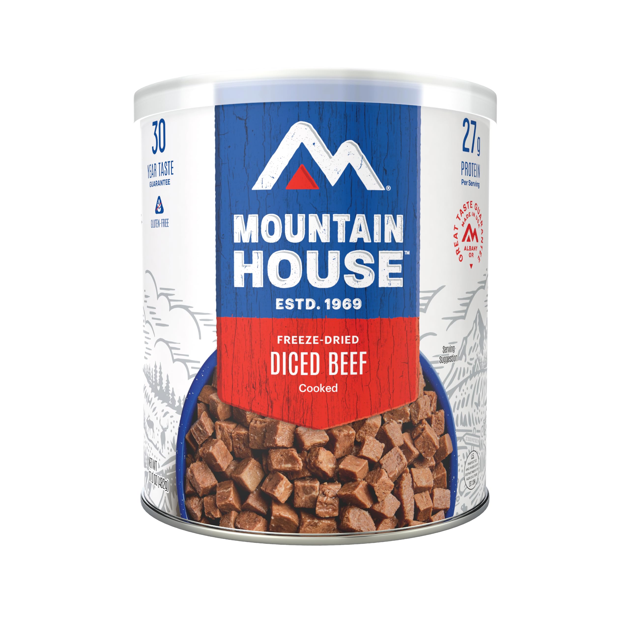 Mountain House Diced Beef can shows long shelf life and easy prep for camping meals.