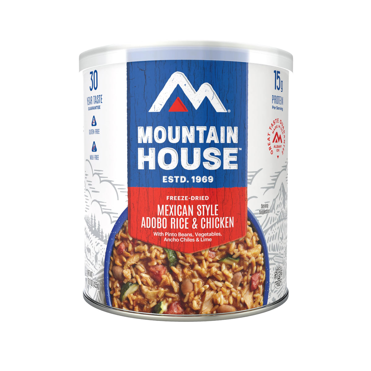 Mountain House gluten-free Adobo Rice & Chicken pouch for camping meals