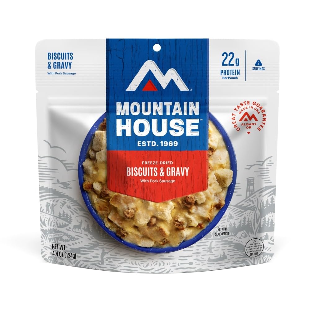 Mountain House freeze-dried packaging 6-pack for lightweight trips.