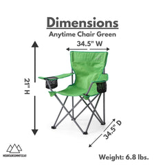 Mountain Summit Gear Anytime Chair durable-frame showcases 19mm powder-coated steel for longevity.