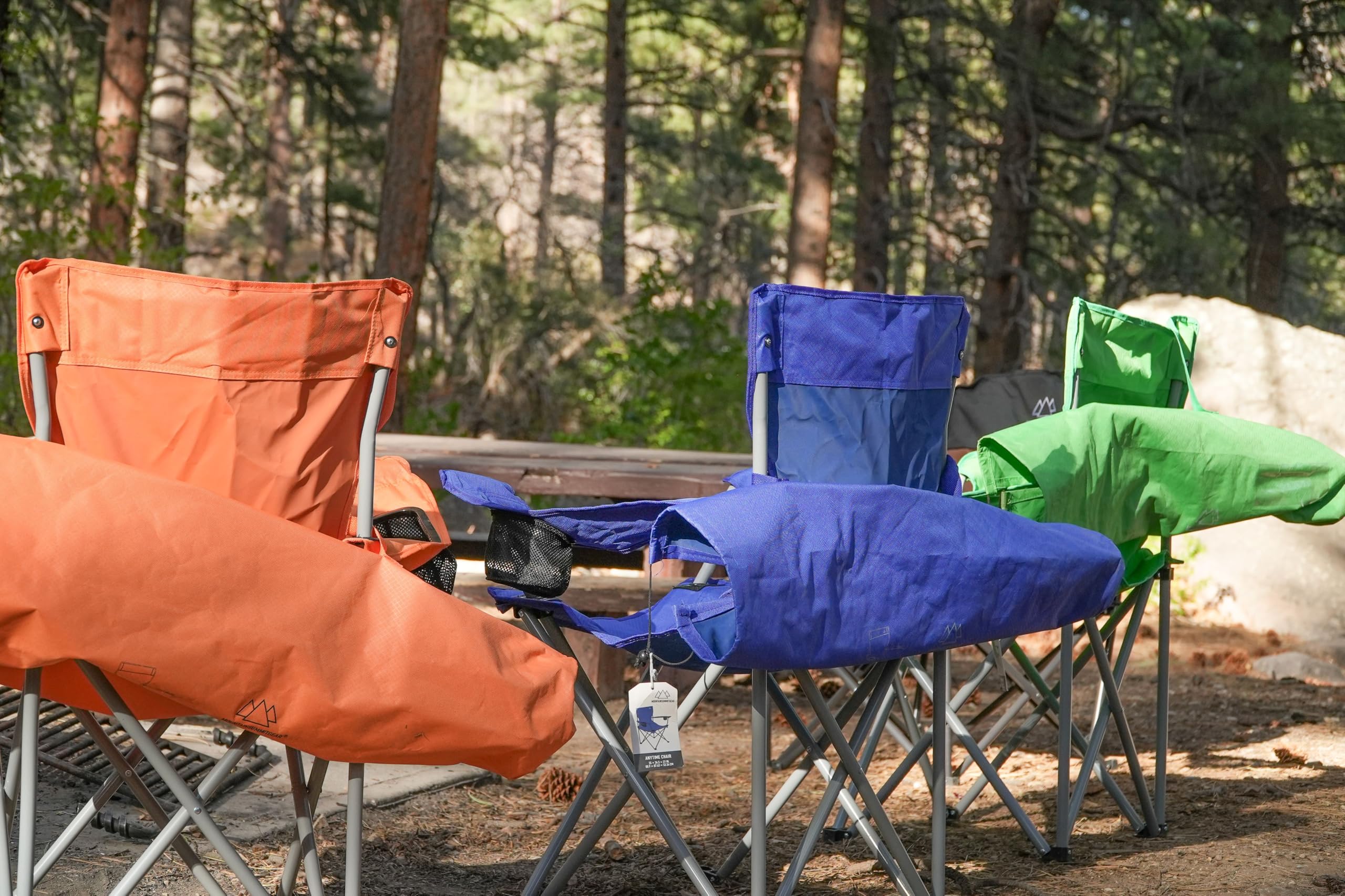 MOUNTAIN SUMMIT GEAR Anytime Chair folded for easy transport and storage