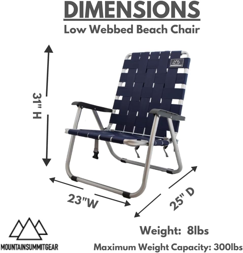 Mountain Summit Gear beach chair with backpack straps for hands-free carrying.