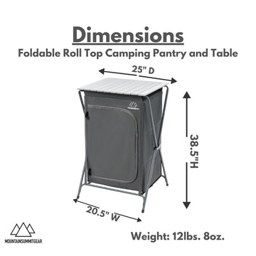 Mountain Summit Gear foldable table open for extra camp meal prep space
