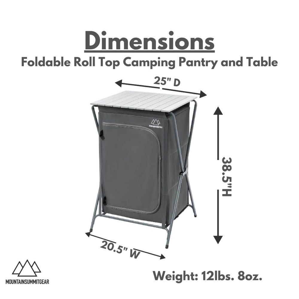 Mountain Summit Gear foldable table open for extra camp meal prep space