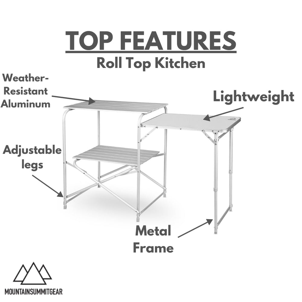 Mountain Summit Gear folding kitchen stores quickly for easy backpacking or car camping.