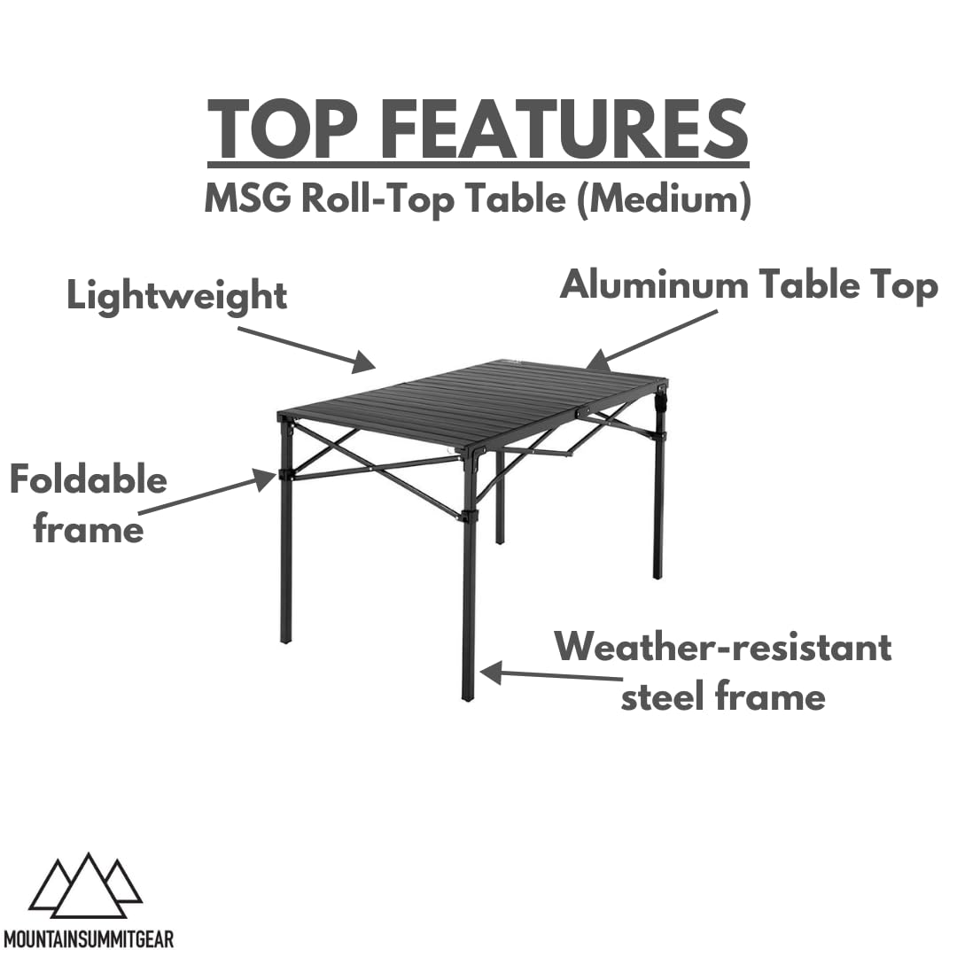 Mountain Summit Gear outdoor meal prep on the roll-top table keeps surfaces clean and organized.