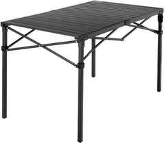 Mountain Summit Gear heavy-duty roll-top table top view shows aluminum surface ideal for meal prep.