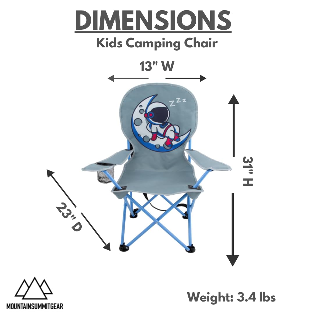 MOUNTAIN SUMMIT GEAR Kids Camping Chair folded with carrying case for travel.