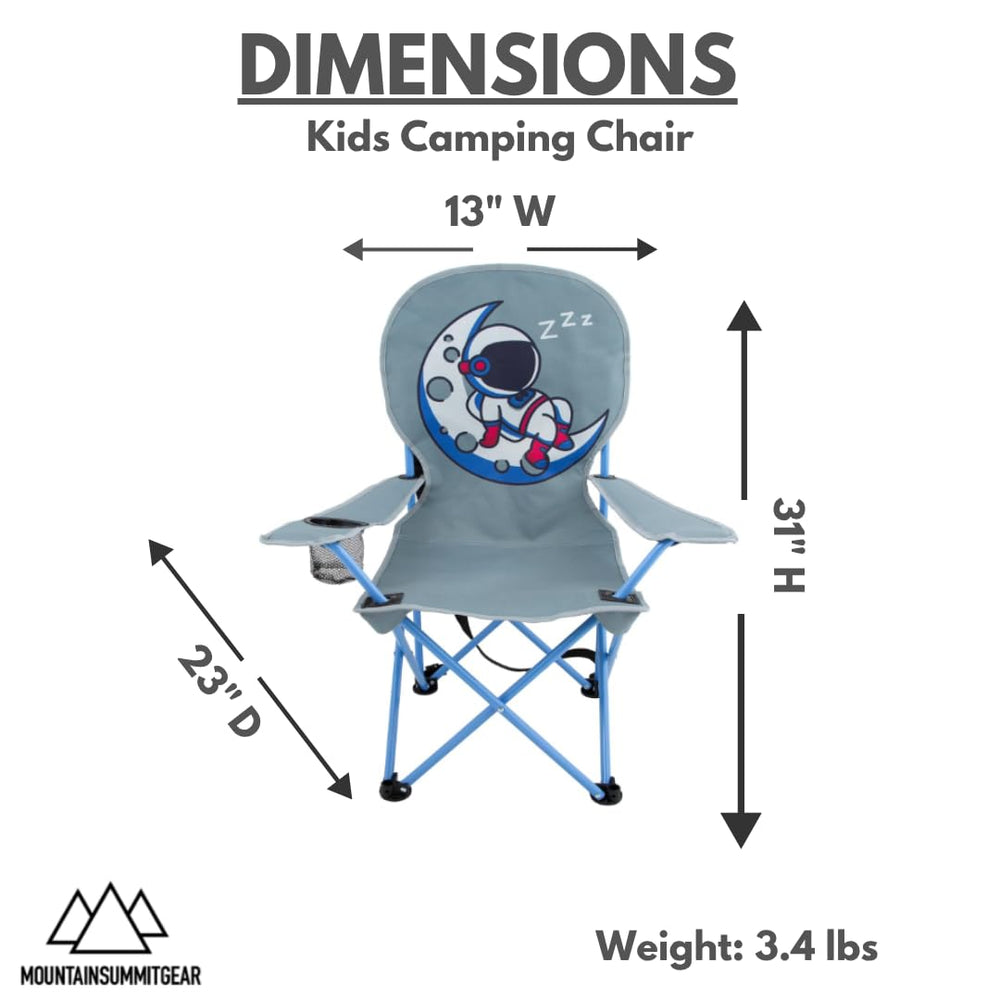 MOUNTAIN SUMMIT GEAR Kids Camping Chair folded with carrying case for travel.