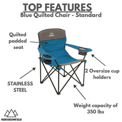Mountain Summit Gear quilted camping chair side view with cup holders.
