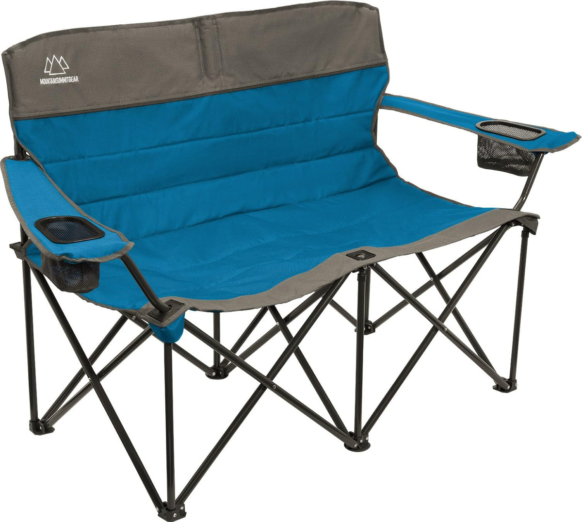Mountain Summit Gear quilted loveseat blue front view for two-person camping comfort
