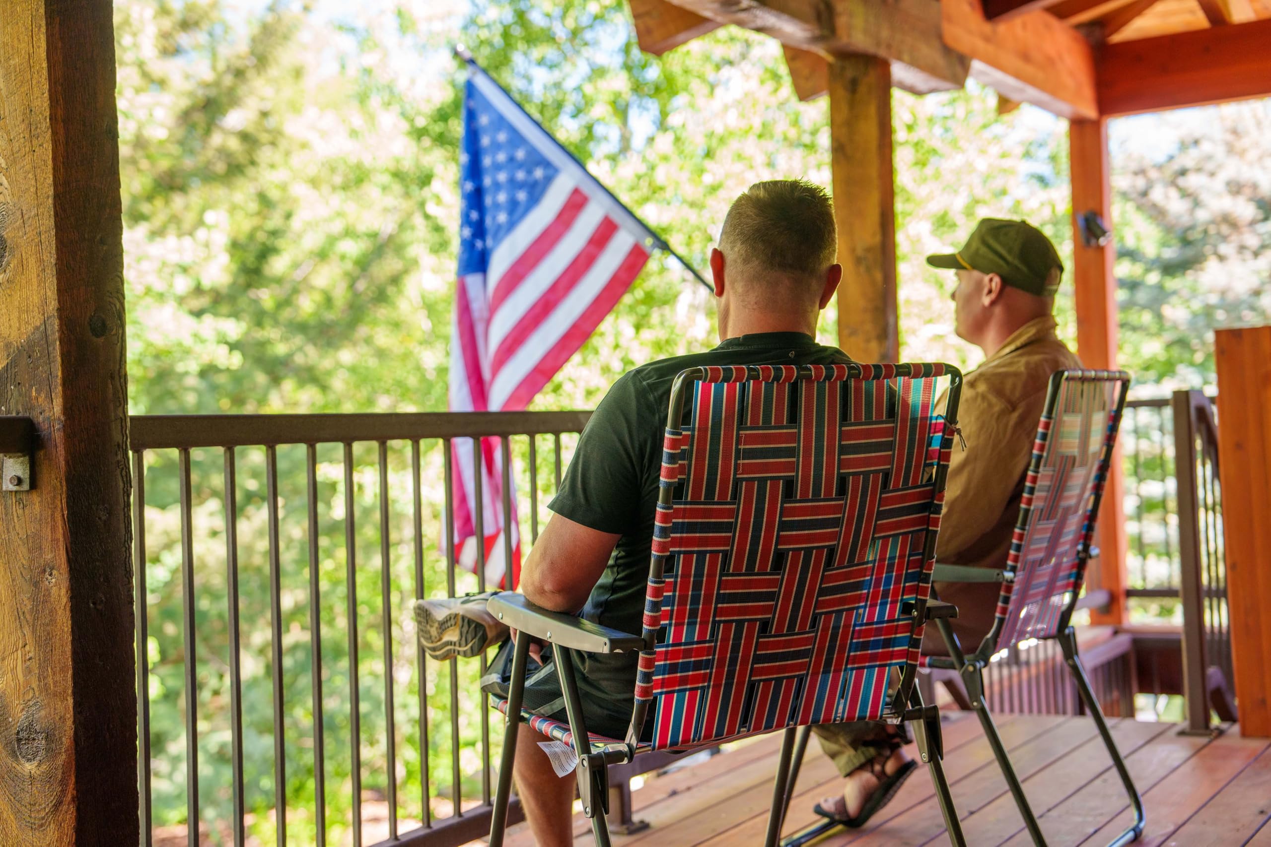 Mountain Summit Gear retro chair side view showcasing lightweight, portable design