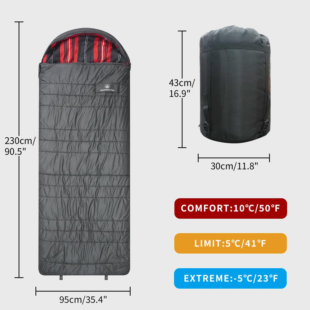 Mountainlodge cotton sleeping bag in use during family camping demonstrates spacious design.