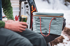 Mountainsmith Cooler Cube open-mouth frost blue showing capacity for drinks and snacks.