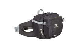 Mountainsmith Drift lumbar pack front view with dual water bottle pockets for hydration.