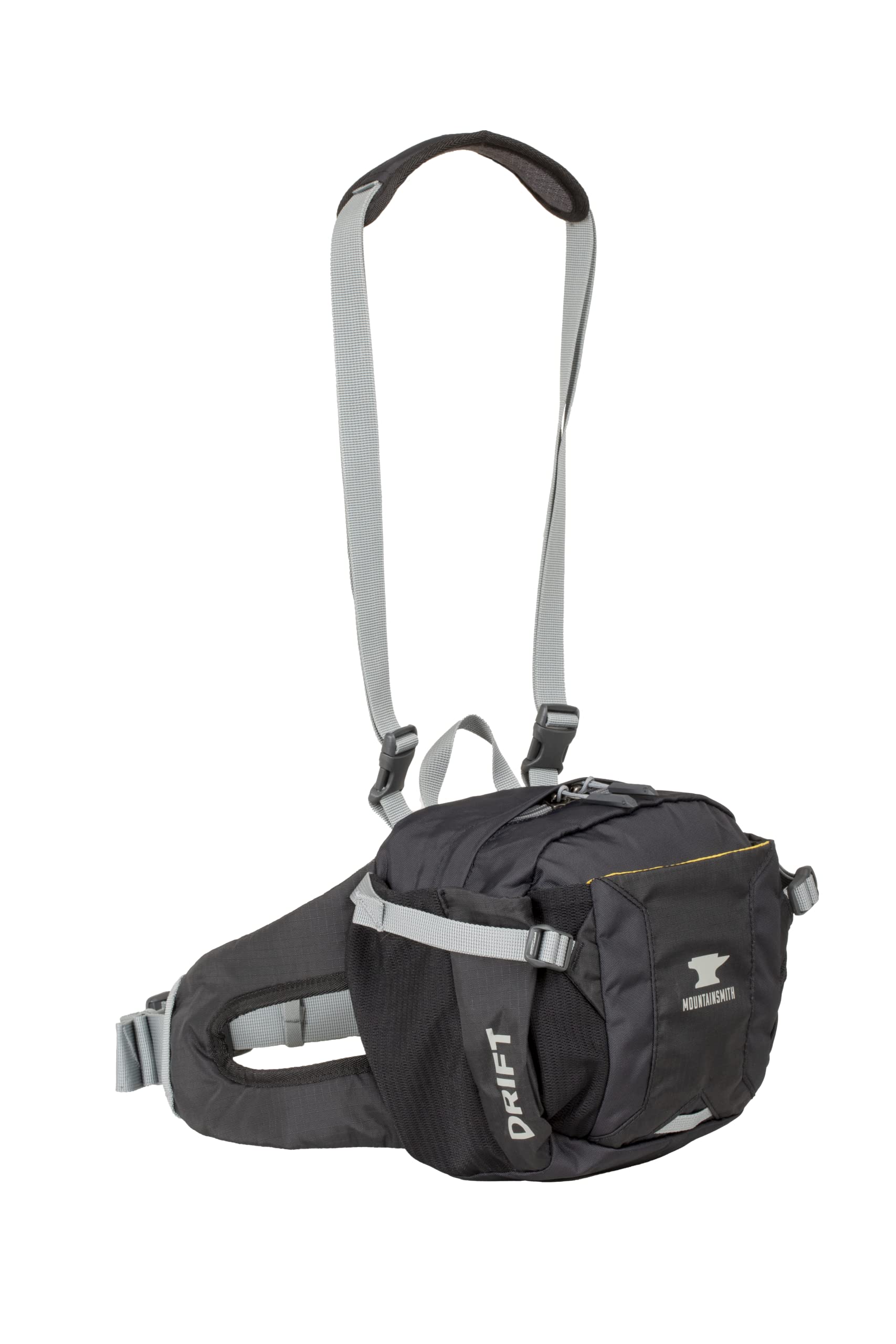 Mountainsmith Drift side view shows adjustable waist belt for comfortable carry.