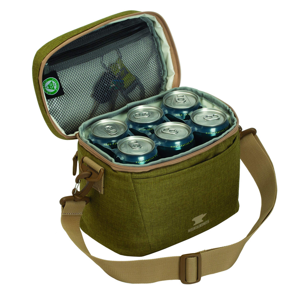 Mountainsmith The Takeout Cooler Frost Blue, open view showing interior and insulation.