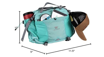 Mountainsmith Tour lumbar waist pack dimensions 11.5 x 10 x 5 inches.