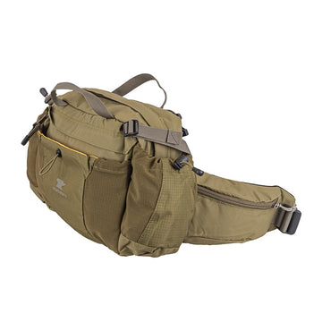 Mountainsmith Tour lumbar waist pack side pockets with 1L bottle holders for hydration on the go.